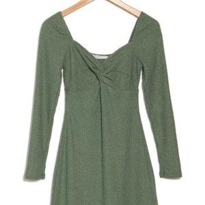 NEW NWT LUSH Sage Green Ribbed Sweater Knit Dress Bodycon XL Stretch Soft Long